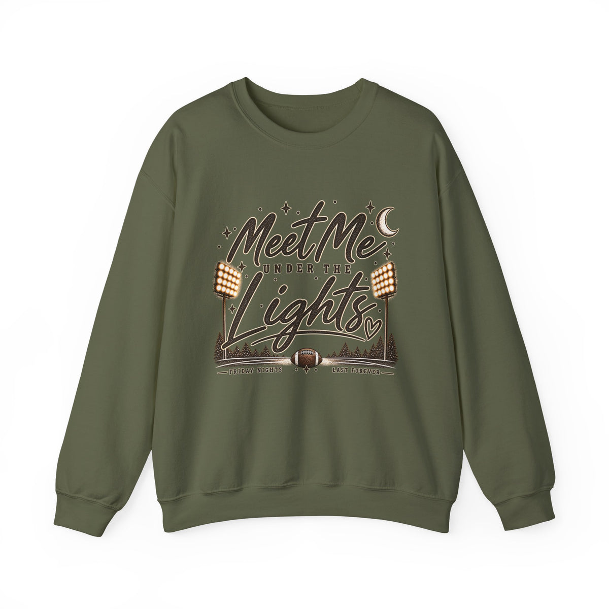 Meet Me Under the Lights Crewneck Sweatshirt — Football Night Vintage Design