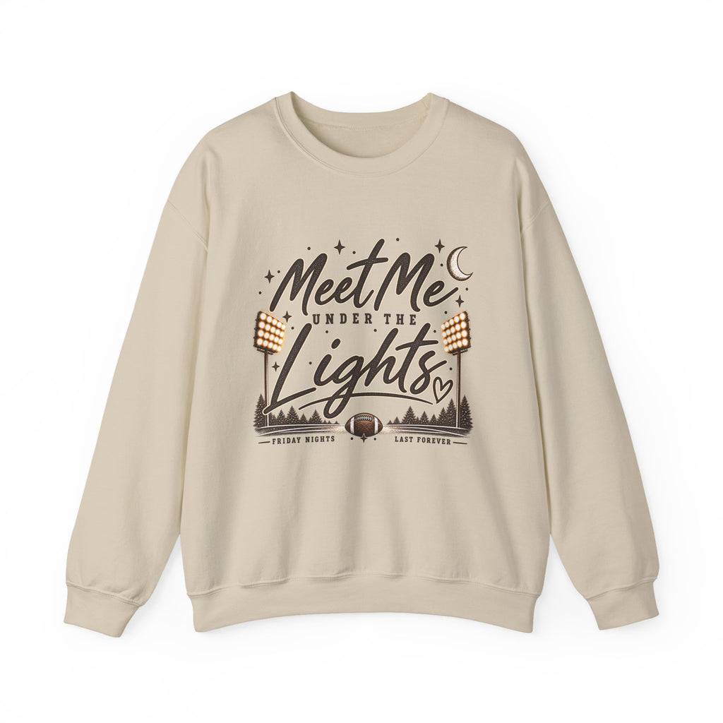 Meet Me Under the Lights Crewneck Sweatshirt — Football Night Vintage Design