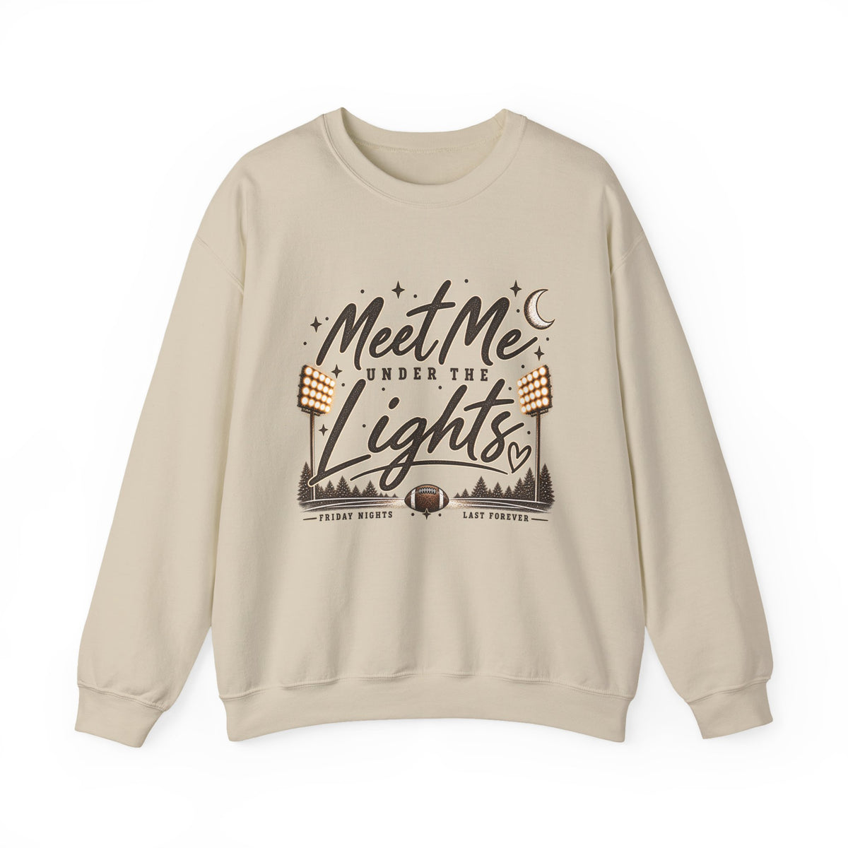 Meet Me Under the Lights Crewneck Sweatshirt — Football Night Vintage Design