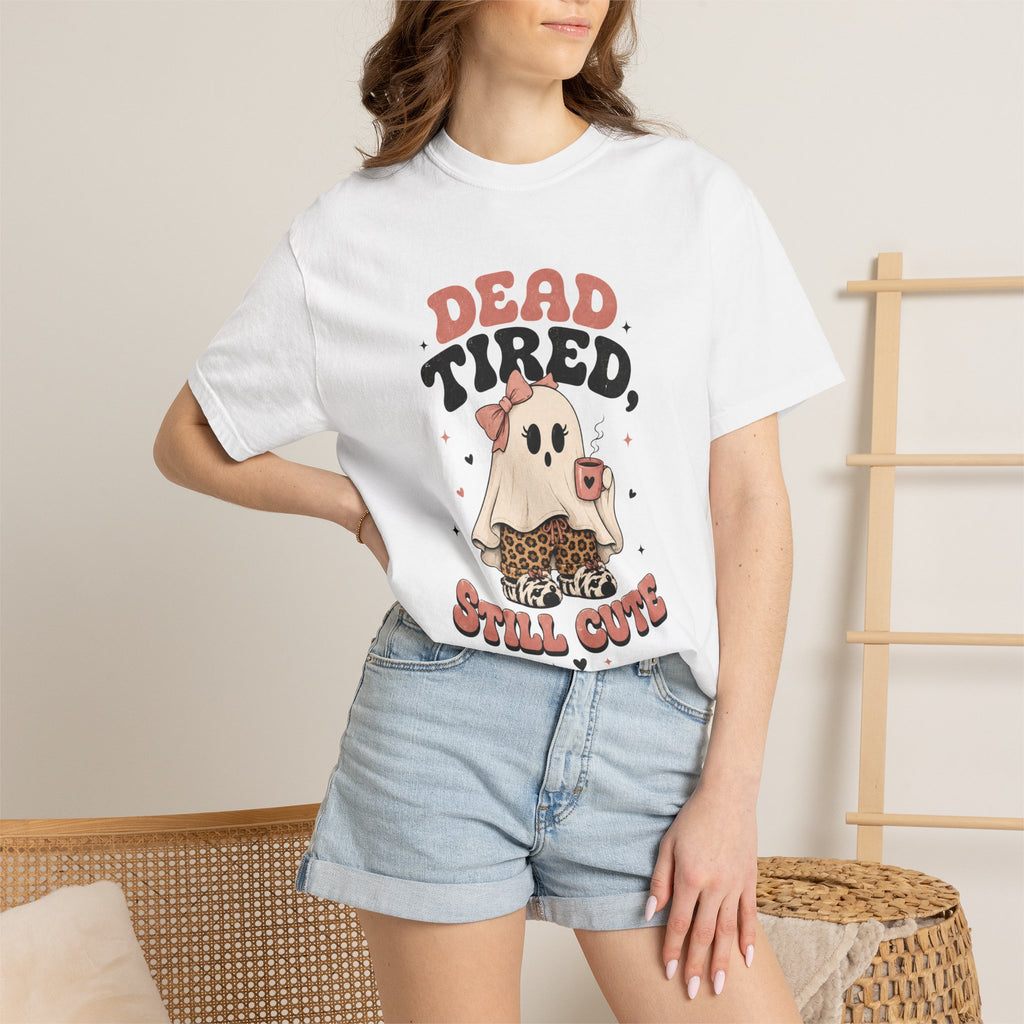T-Shirt — "Dead Tired, Still Cute" Ghost Graphic Tee
