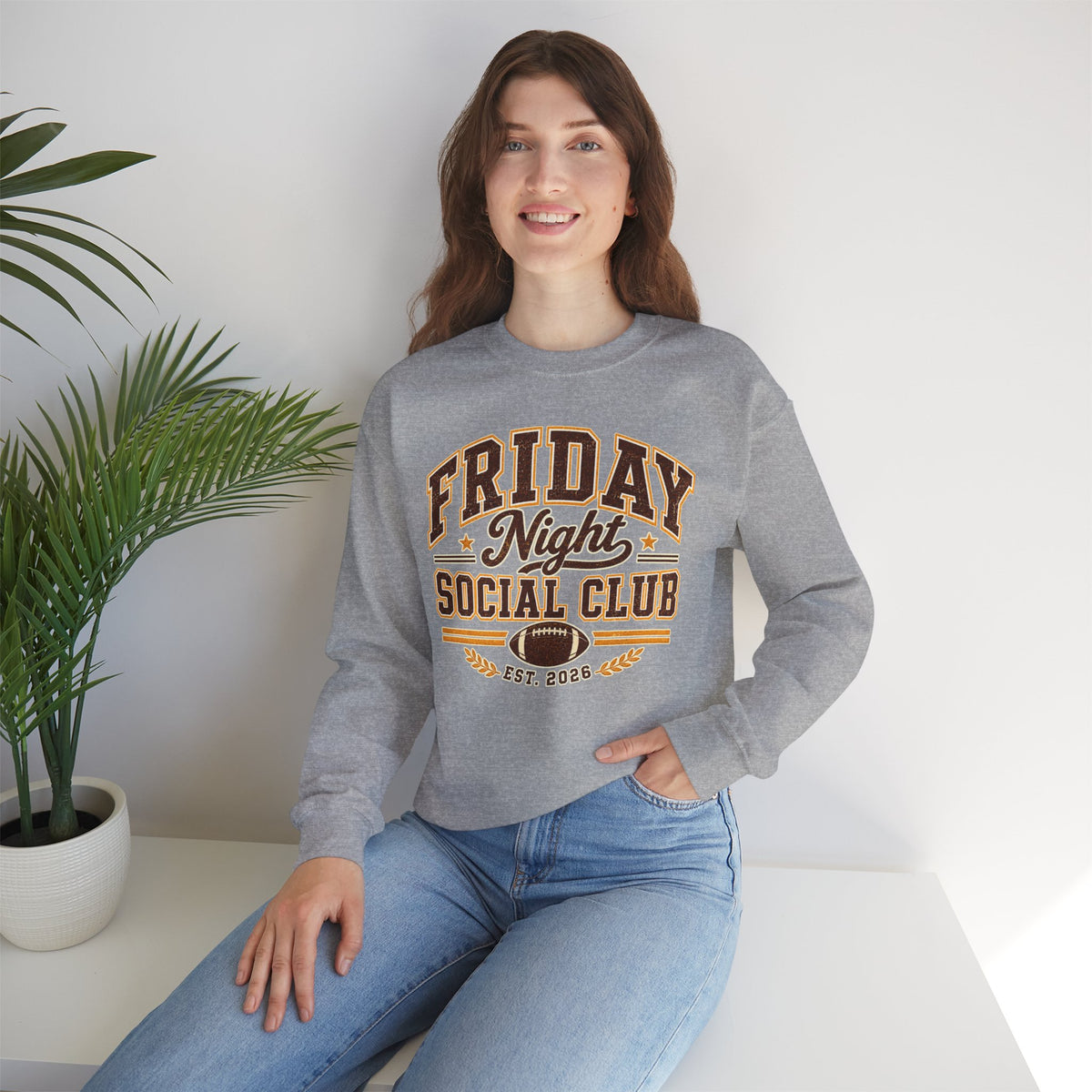 Friday Night Social Club Vintage Football Crewneck Sweatshirt