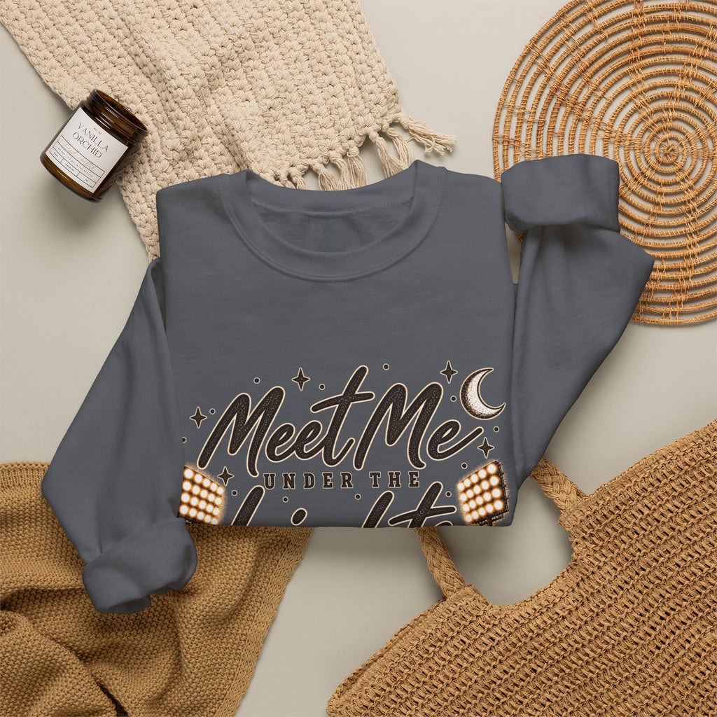Meet Me Under the Lights Crewneck Sweatshirt — Football Night Vintage Design