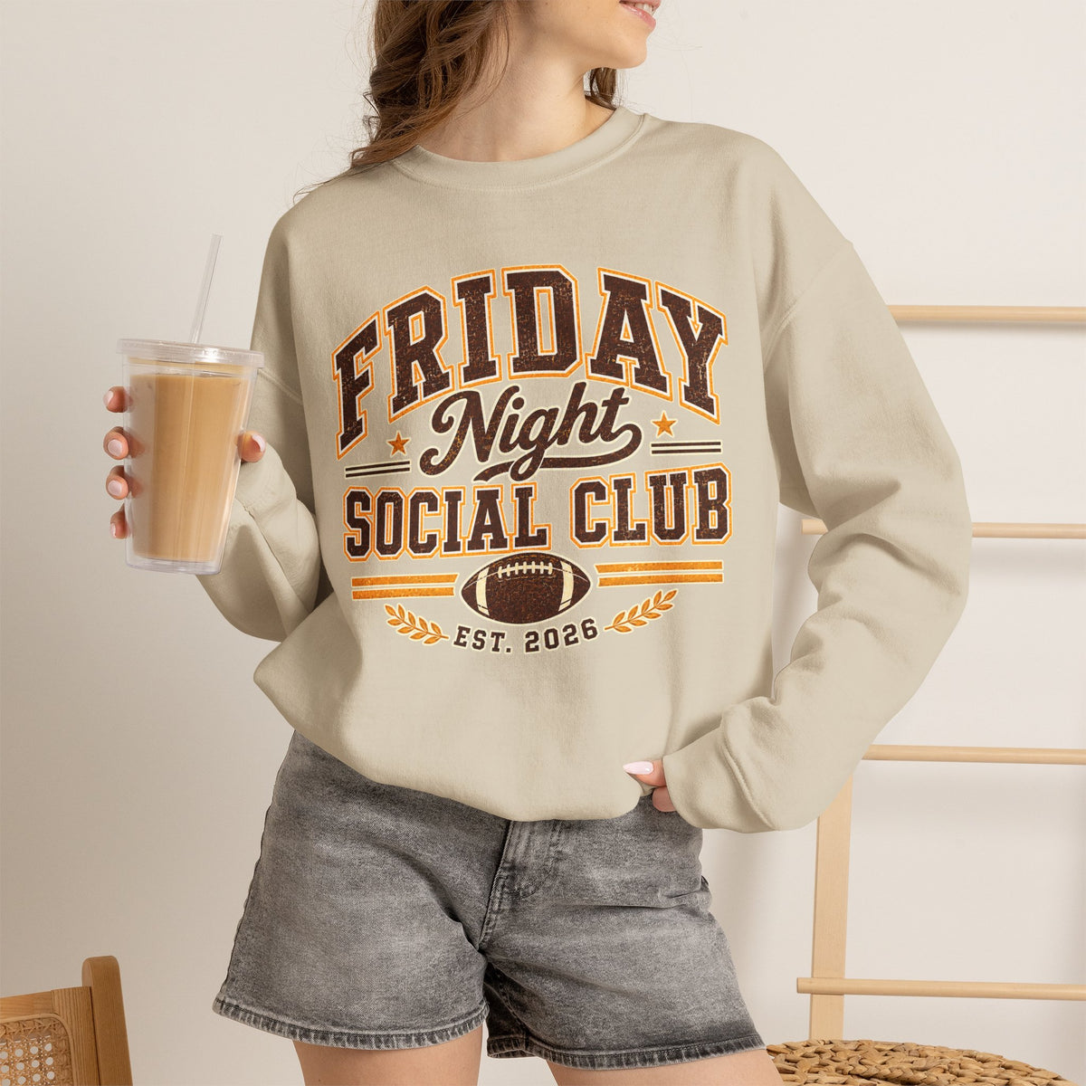 Friday Night Social Club Vintage Football Crewneck Sweatshirt