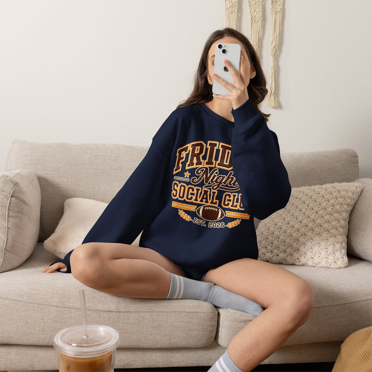 Friday Night Social Club Vintage Football Crewneck Sweatshirt