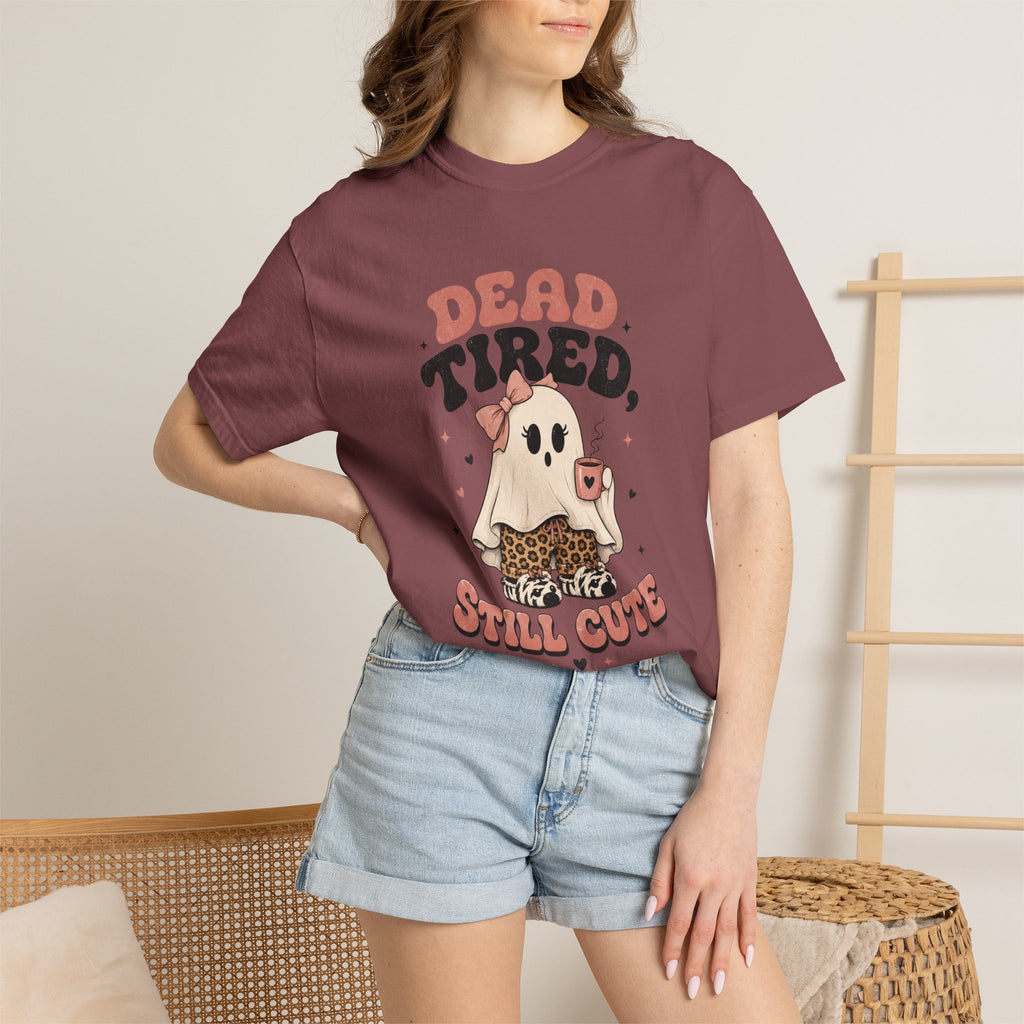 T-Shirt — "Dead Tired, Still Cute" Ghost Graphic Tee