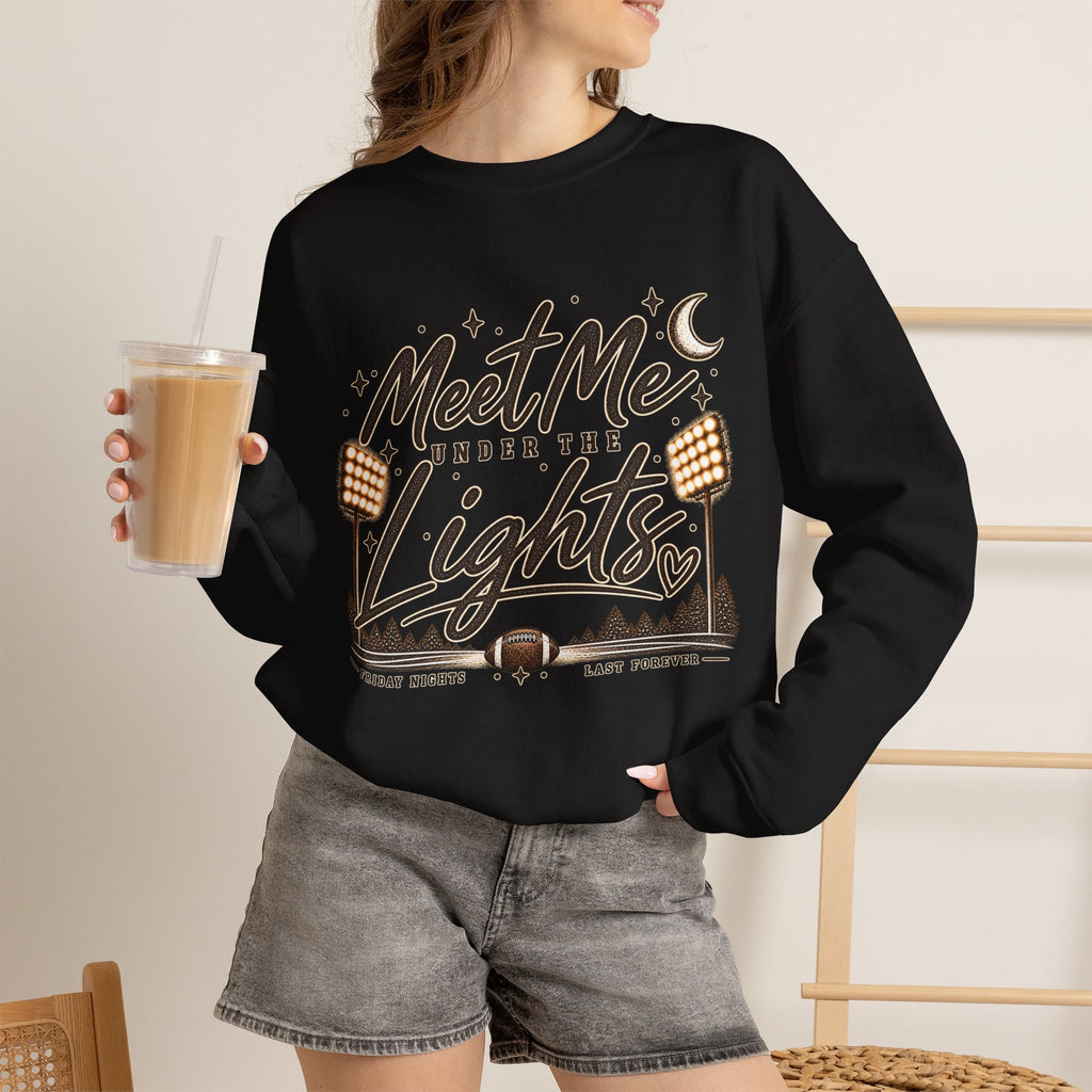 Meet Me Under the Lights Crewneck Sweatshirt — Football Night Vintage Design