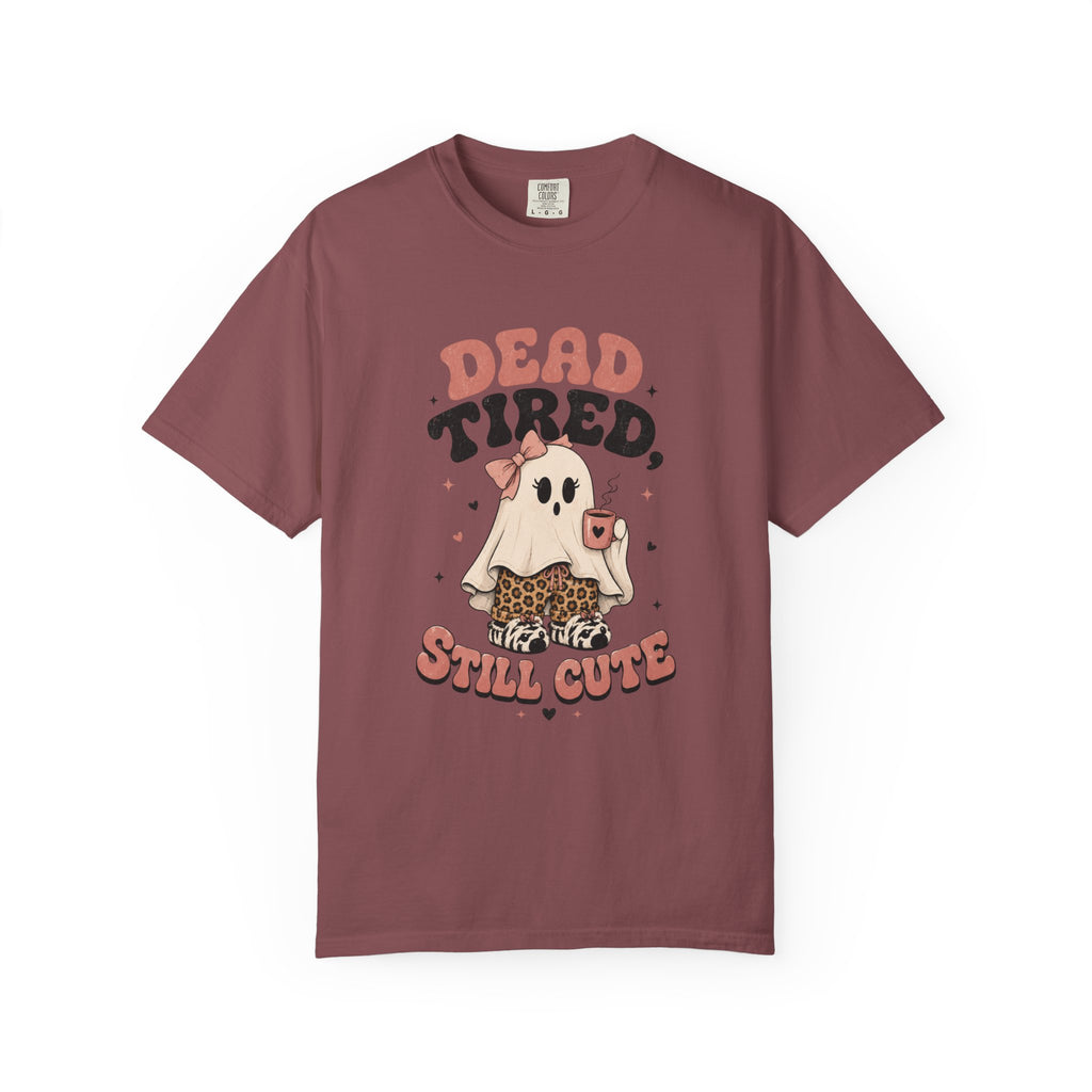 T-Shirt — "Dead Tired, Still Cute" Ghost Graphic Tee