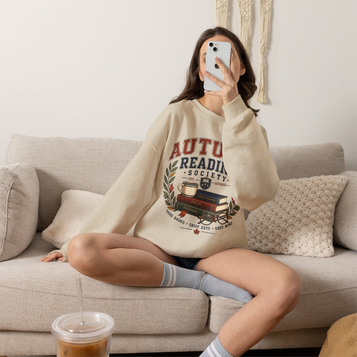 Autumn Reading Society Vintage Bookish Crewneck Sweatshirt